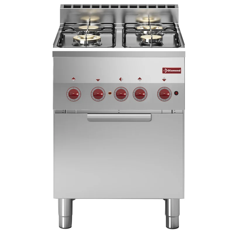 Gasherd 4 Brenner und Elektro Konvektionsbackofen GN 2/3 - G60/4BFEV6-N