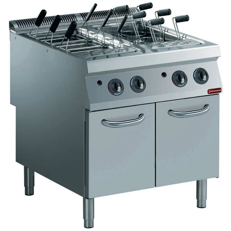 Gas Nudelkocher 2 Becken GN 1/1 auf Unterschrank (ohne Körbe) - G22/CPA8-N