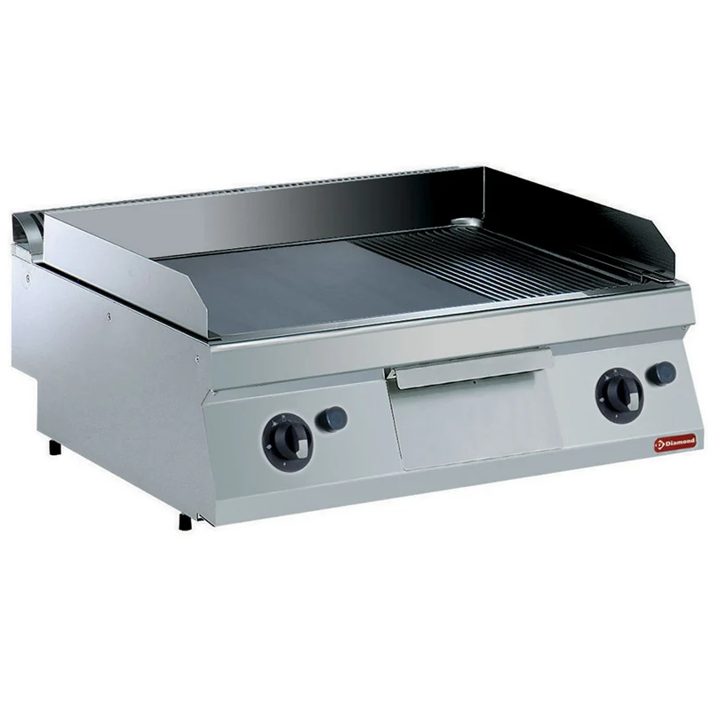 Gas Grillplatte, 2/3 glatt, 1/3 gerillt aus Hartchrom -TOP- - G17/PMCD8T-N
