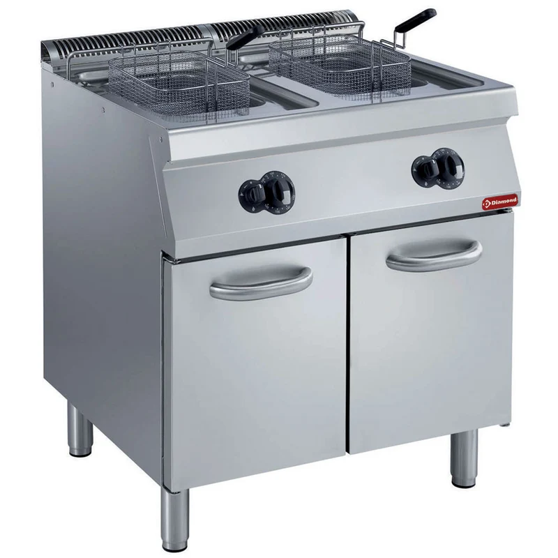 Gas Friteuse, 2 Becken in "Y" Form, 2x 15 L, externer Brenner, auf Unterbau - G17/F30A8-N