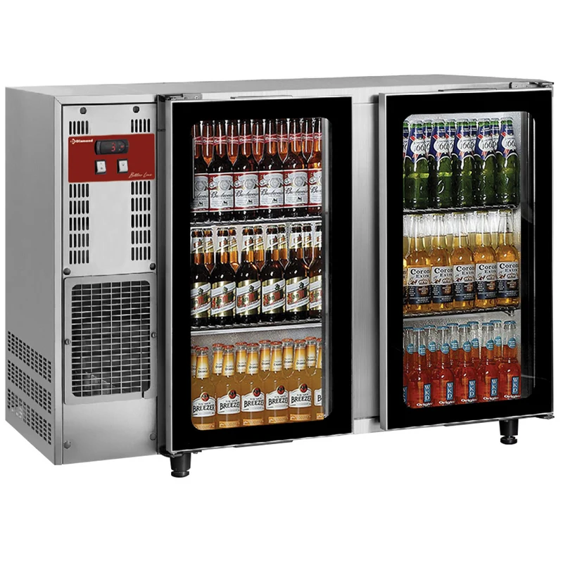 Flaschenkühlschrank, Edelstahl, 2 Glastüren, 375 Liter - TAVX/2G-R2