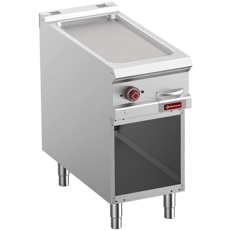 Elektro-Grillplatte, gerillt, Modul 1/2, offener Unterbau. - E9/PRA4-N