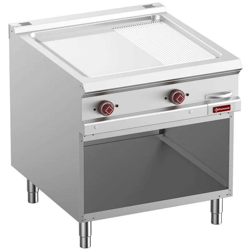 Elektro-Grillplatte 2/3 glatt & 1/3 gerillt, Modul 1/1, offener Unterbau - E9/PMCA8-N
