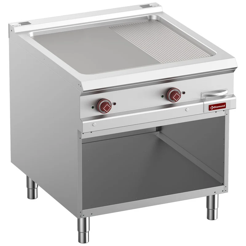 Elektro-Grillplatte 2/3 glatt & 1/3 gerillt, Mod 1/1, offener Unterbau - E9/PMA8-N