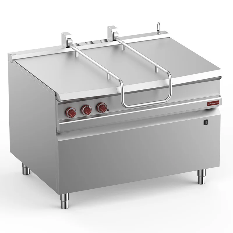 Elektro-Kippbratpfanne, Becken aus Edelstahl 120 Lit., auf Unterbau - E9/BRI12-N