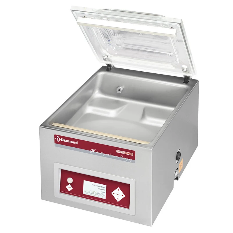 Vakuummaschine, Edelstahlbehälter 420x460xh180 mm. -21 m3/Std. LCD-Bildschirm - TA-90B/IVP