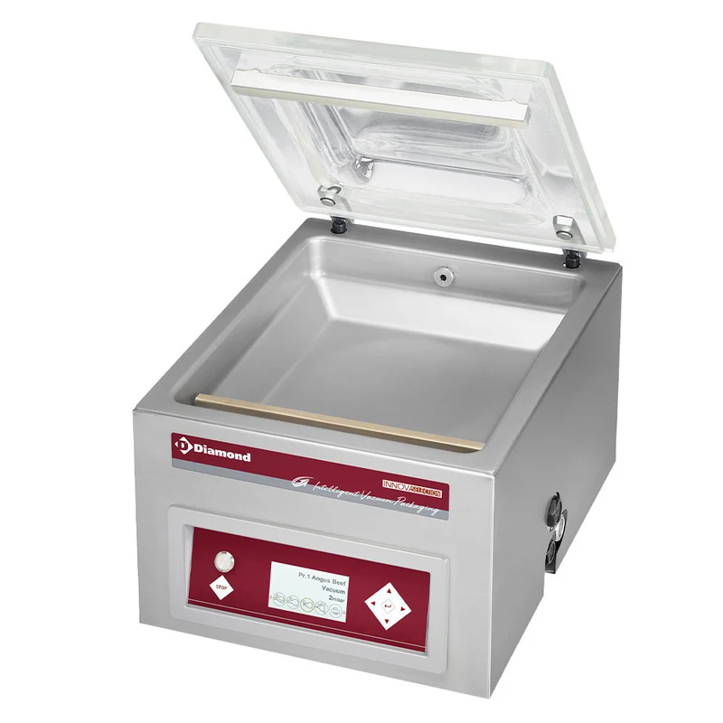 Vakuummaschine, Edelstahlbehälter 350x370xh150 mm. -16 m3/Std. LCD-Bildschirm - TA-85/IVP
