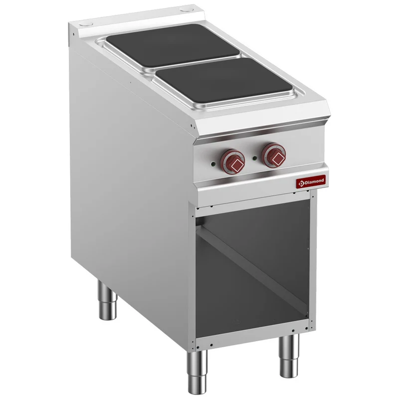 Elektro Plattenherd mit 2 rechteckigen Elektro-Platten, offener Unterbau - E9/2PQA4-N