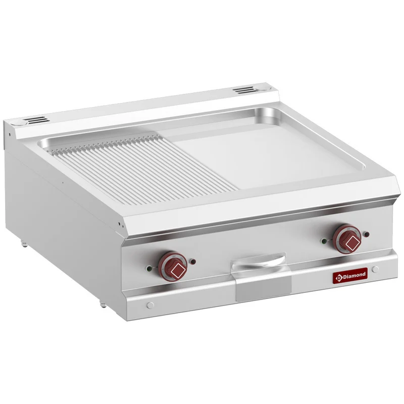 Elektro-Grillplatte, glatt 1/2, gerillt 1/2, hartverchromt, Mod. 1/1 -Top- - E7/PMCD7T-N