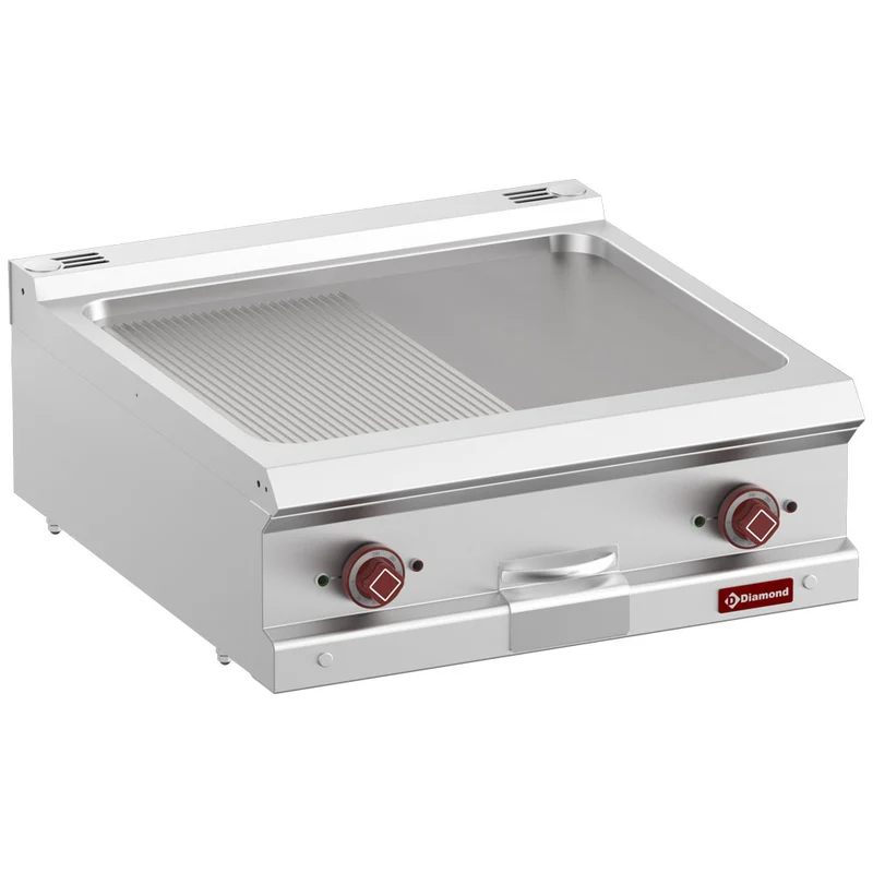 Elektro Grillplatte 1/2 glatt, 1/2 gerillt, Modul 1/1 -Top- - E7/PM7T-N