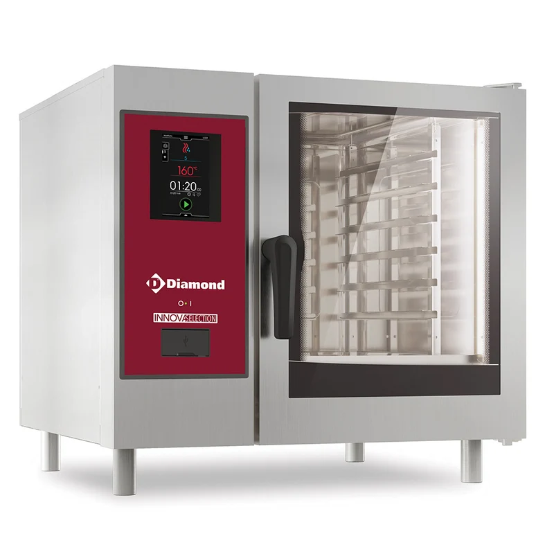 Elektro Kombidämpfer "TOUCH" mit direkter Dampfzufuhr und Konfektionsofen 6x GN 1/1 + Reinigung - SDET/XC-06