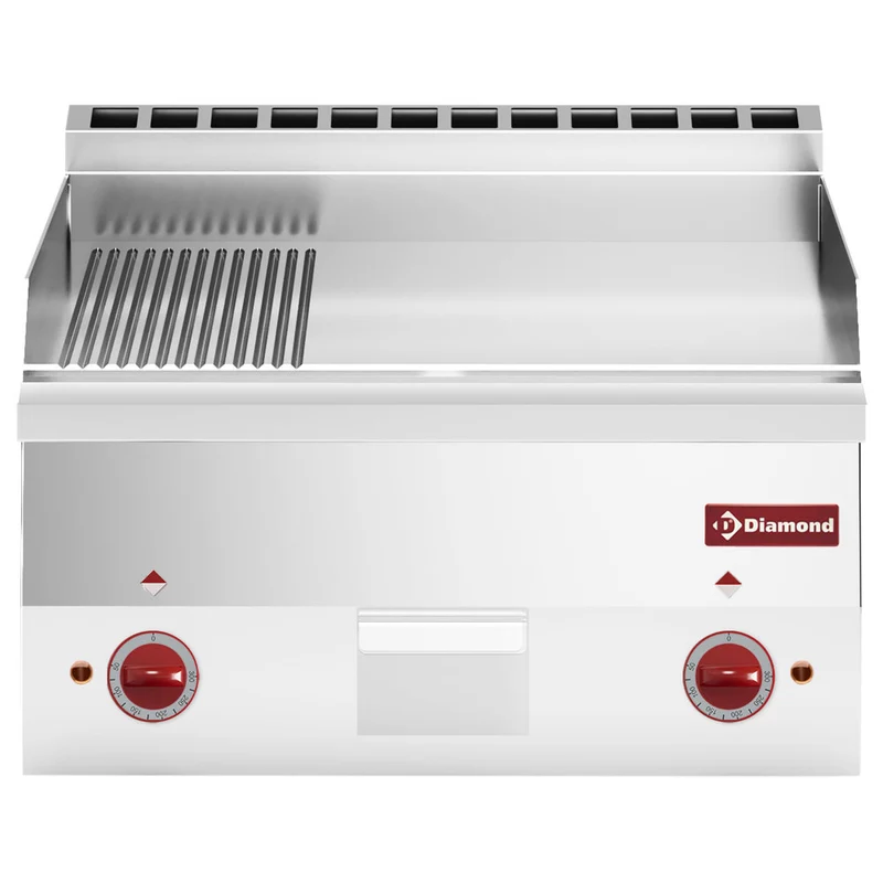Elektro Grillplatte 2/3 glatt und 1/3 gerillt "verchromt" -Top- - E60/PMCD6T-N