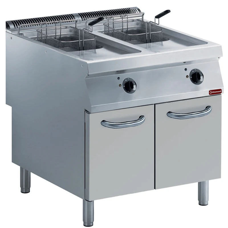 Elektro-Friteuse 2 Becken "Y" je 15 L, externe Brenner, auf Unterschrank - E22/F30A8-N