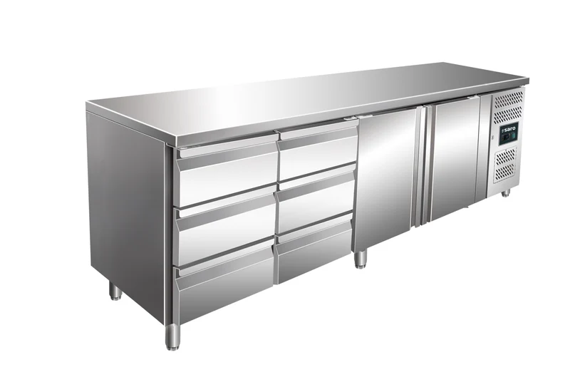 Saro Kühltisch mit 2 Türen und 2x 3er Schubladenset, Modell KYLJA 4150 TN