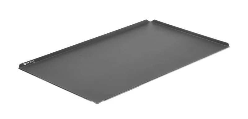 HENDI Blech, antihaftbeschichtet, 4 Kanten – Rechteckig – Schwarz – 600 × 400 × H 10 mm