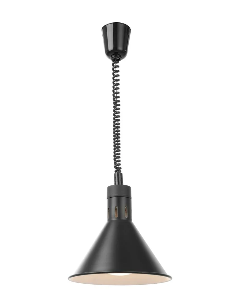 HENDI Höhenverstellbare Wärmelampe – konisch – Schwarz – 230 V / 375 W – Ø 275 × H 250 mm