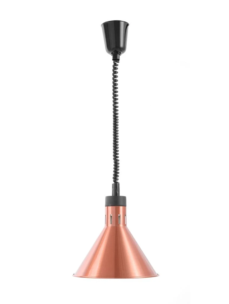 HENDI Höhenverstellbare Wärmelampe – konisch – Kupfer – 230 V / 375 W – Ø 275 × H 250 mm