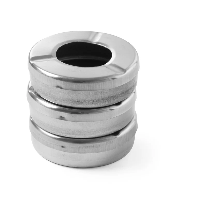 HENDI Aschenbecher mit Deckel – Ø 90 × H 28 mm – 3 Stück