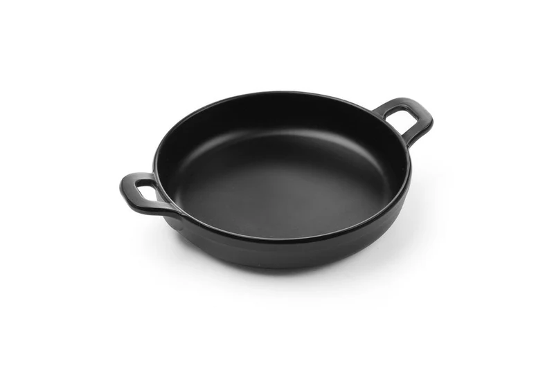 HENDI Miniatur-Pfanne aus Melamin – rund – Schwarz – 189 × 147 × 37 mm