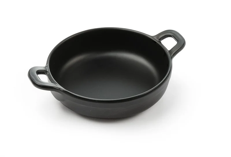 HENDI Miniatur-Pfanne aus Melamin – rund – Schwarz – 150 × 115 × 37 mm