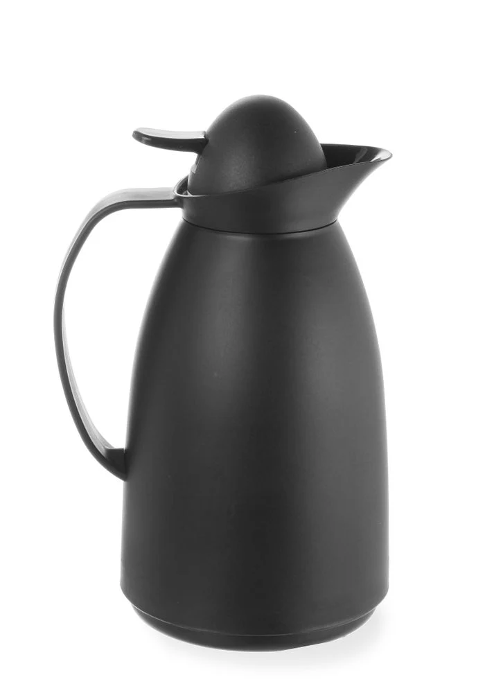 HENDI Isolierkanne mit Innenbehälter aus Glas – 1 l – Schwarz – Ø 140 × H 268 mm