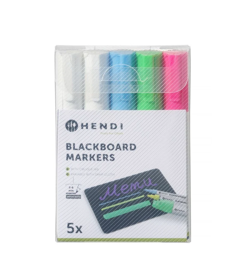 HENDI Kreidemarker 6 mm – 1x pink – 1x grün – 1x blau – 2x weiß