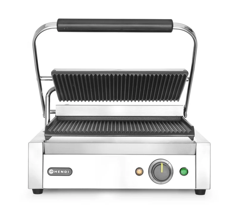 HENDI Kontaktgrill Panini – Silber – 220-240 V / 2200 W – 430 × 375 × 216 mm