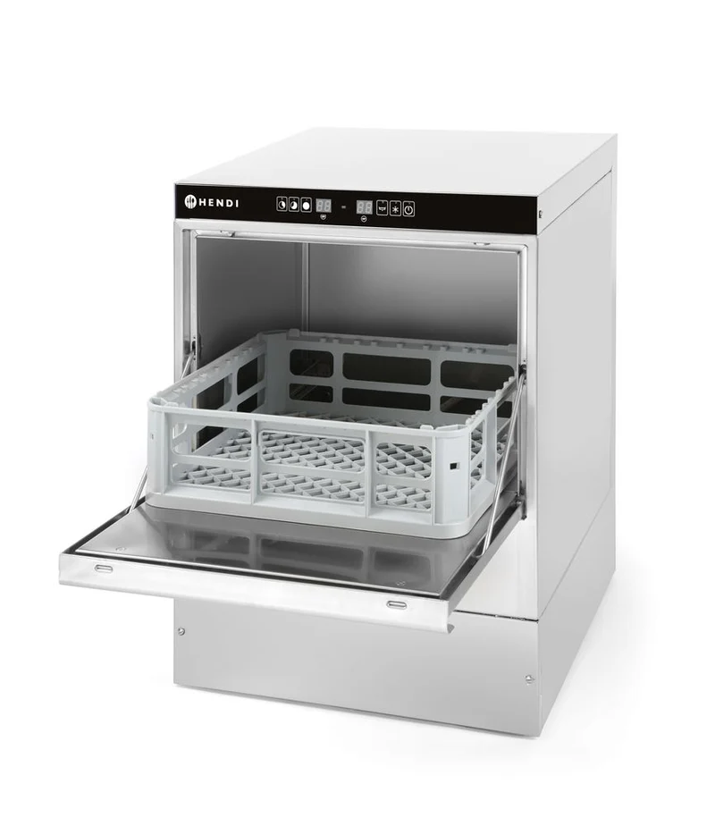 HENDI Geschirrspüler 40 × 40 – elektromechanische Steuerung – Budget Line – mit Spülmittelpumpe – 230 V / 2800 W – 470 × 510 × 710 mm