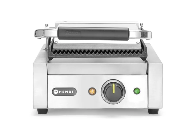 HENDI Kontaktgrill - Einzelversion – oben und unten gerillt – 230 V / 1800 W – 310 × 375 × 216 mm
