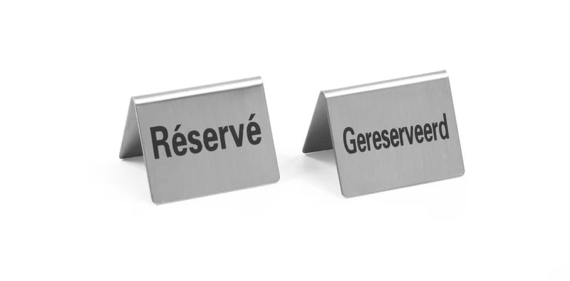HENDI Tischschild Reserviert – Gereserveerd / Reservé – 50 × 35 × 40 mm – 4 Stück