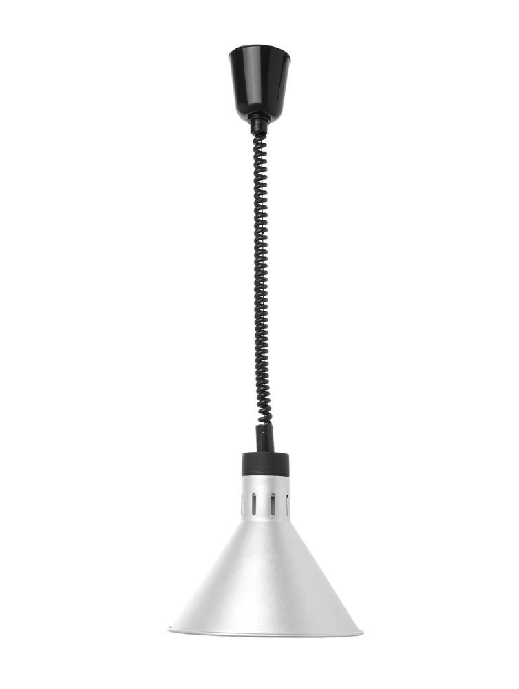 HENDI Höhenverstellbare Wärmelampe – konisch – Silber – 230 V / 375 W – Ø 275 × H 250 mm