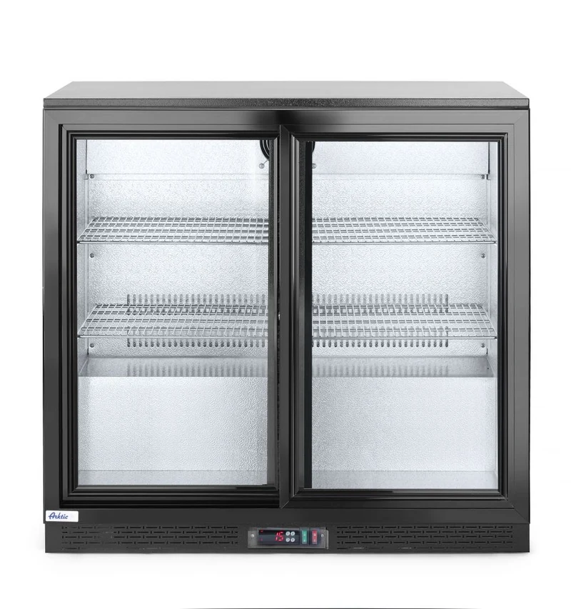 Arktic Kühlschrank hinten mit doppelten Schiebetüren – 158 l – Schwarz – 230 V / 160 W – 520 × 900 × 870 mm