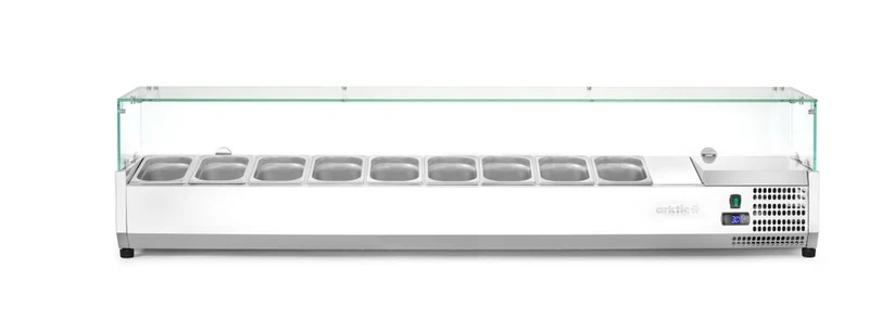 Arktic Aufsatz-Kühlvitrine Gastronorm 1 / 3 – 9x GN 1 / 3 – GN 1 / 3 – 54 l – 230 V / 180 W – 420 × 2005 × 456 mm