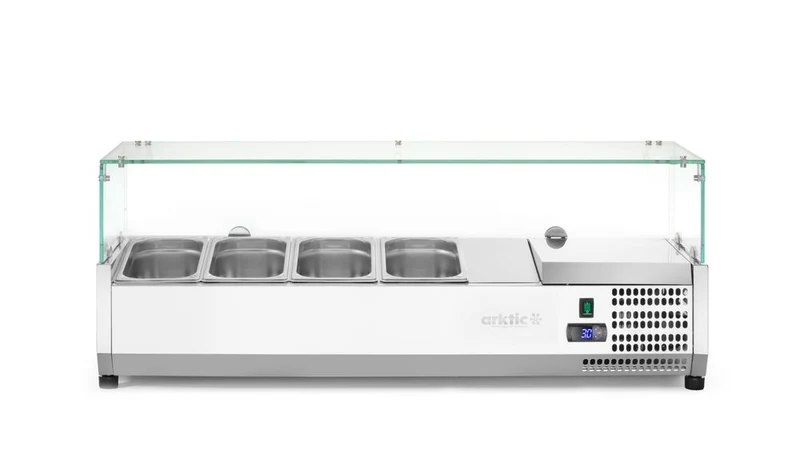 Arktic Aufsatz-Kühlvitrine Gastronorm 1 / 3 – 4x GN 1 / 3 – GN 1 / 3 – 24 l – 230 V / 180 W – 400 × 1208 × 456 mm