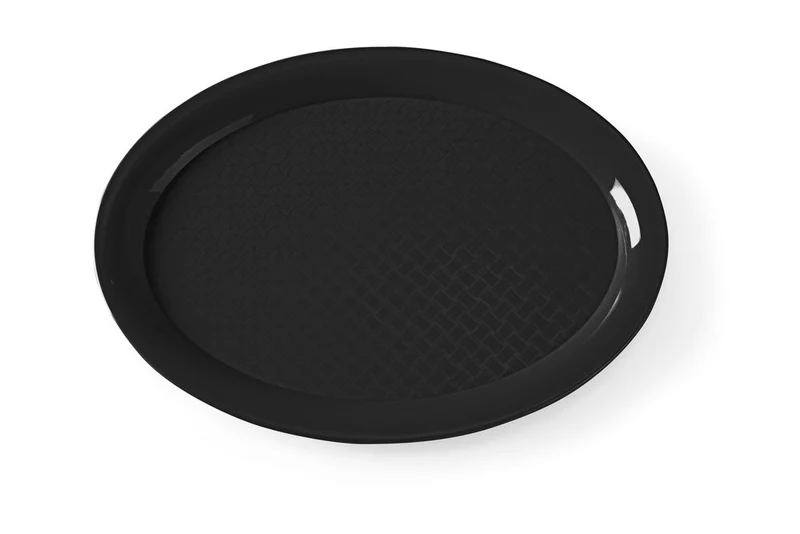 HENDI Fast-Food-Tablett aus Polypropylen – oval – Schwarz – 265 × 195 × 15 mm