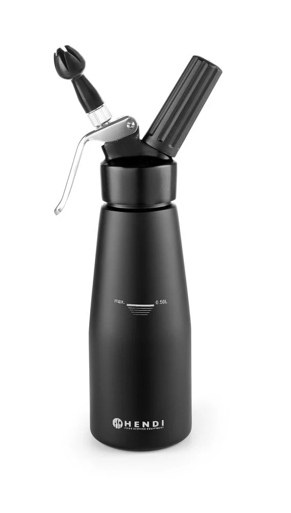 HENDI Sahnespender – schwarz – Kitchen Line – 0,5 l – Schwarz – Ø 80 × H 260 mm
