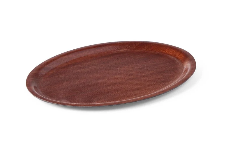 AmerBox Serviertablett in Holzoptik – oval – Mahagoni – 230 × 160 mm