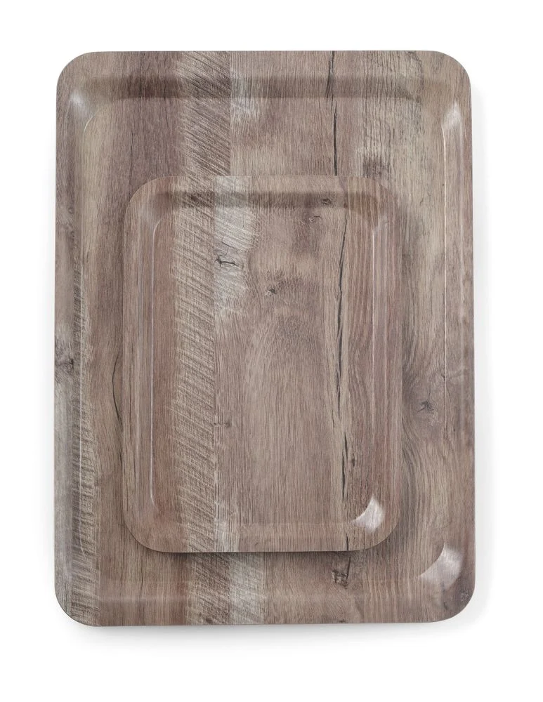 AmerBox Serviertablett aus Melamin mit Holzoptik – Holz dunkel – 370 × 530 mm
