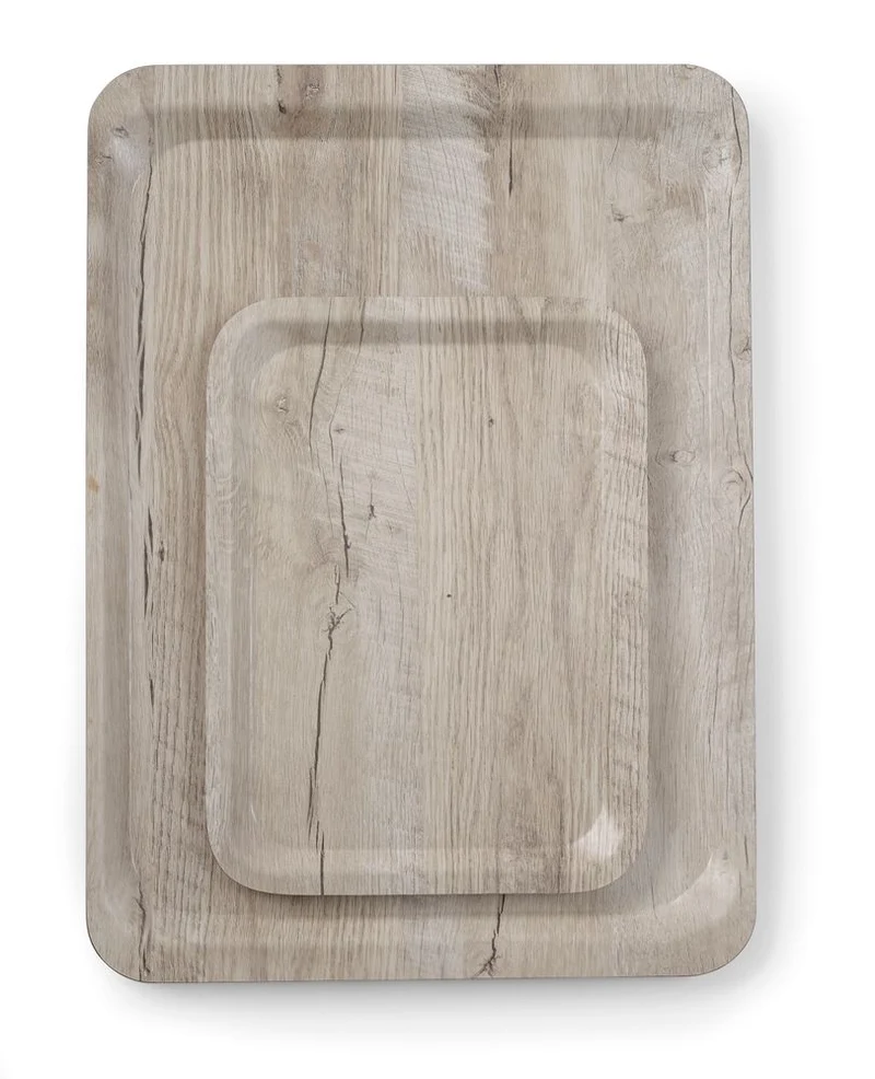 AmerBox Serviertablett aus Melamin mit Holzoptik – Holz hell – 240 × 340 mm