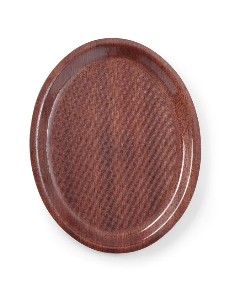 AmerBox Serviertablett in Holzoptik – oval – Mahagoni – 200 × 265 mm