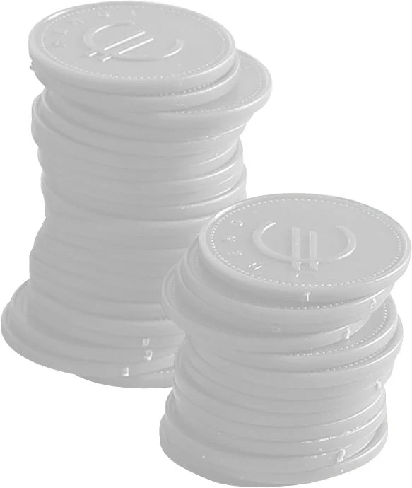 BarUp Pfandmünzen – Weiß – Ø 25 mm – 100 Stück
