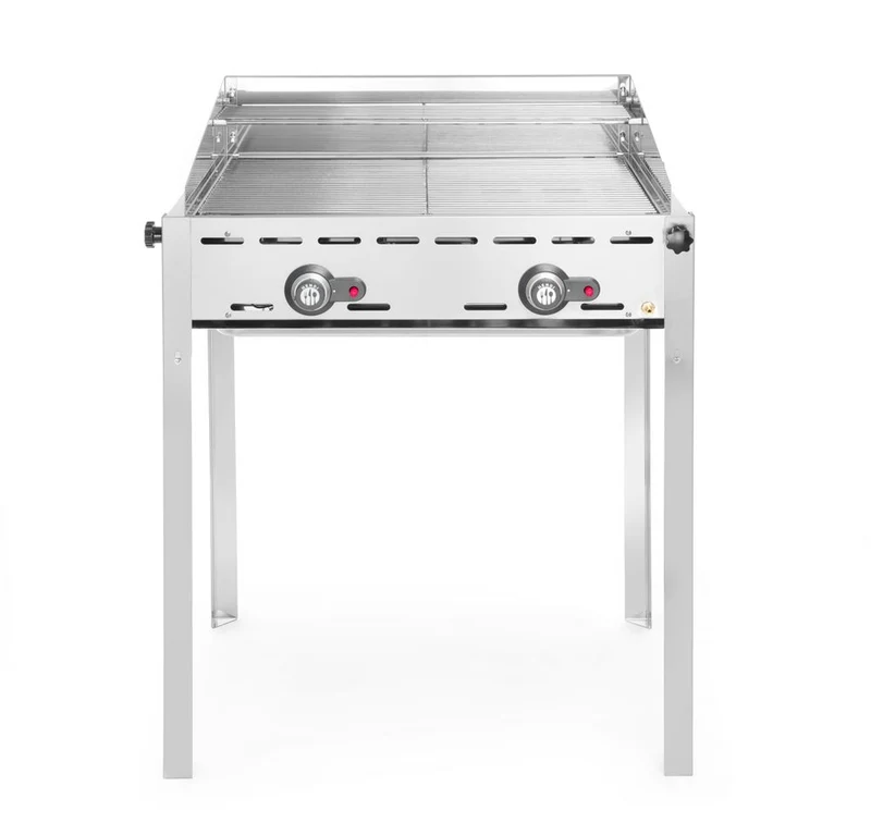 HENDI Grillsystem Green Fire mit 2 Brennern – Profi Line – 2 Edelstahl Grillroste GN 1 / 1 – 11,6 kW – 740 × 612 × 825 mm