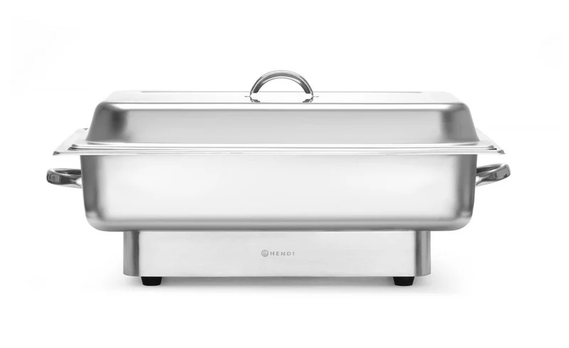 HENDI Chafing dish elektrisch Pollina – Profi Line – 9 l – Silber – 230 V / 900 W – 587 × 440 × 273 mm