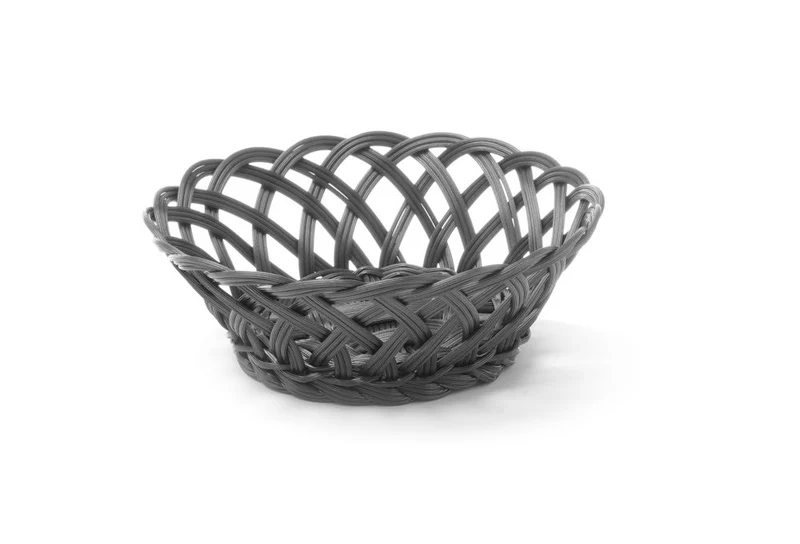 HENDI Körbe mit gewebtem Rand – rund – Schwarz – 200 × 200 × 65 mm