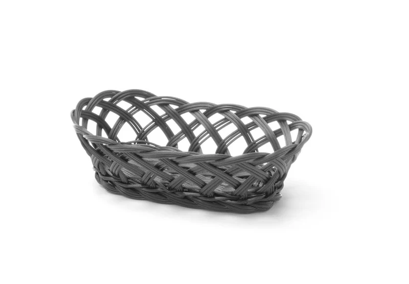 HENDI Körbe mit gewebtem Rand – oval – Schwarz – 225 × 130 × 55 mm