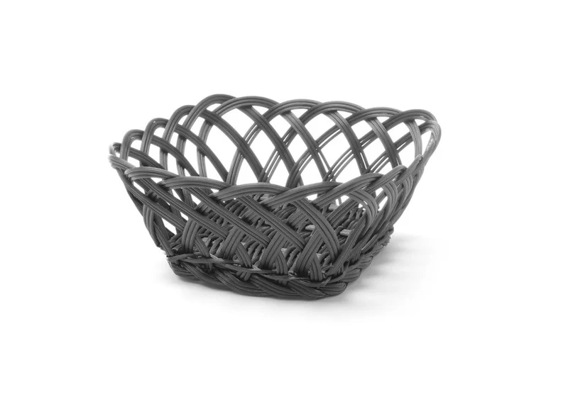 HENDI Körbe mit gewebtem Rand – quadratisch – Schwarz – 190 × 190 × 80 mm