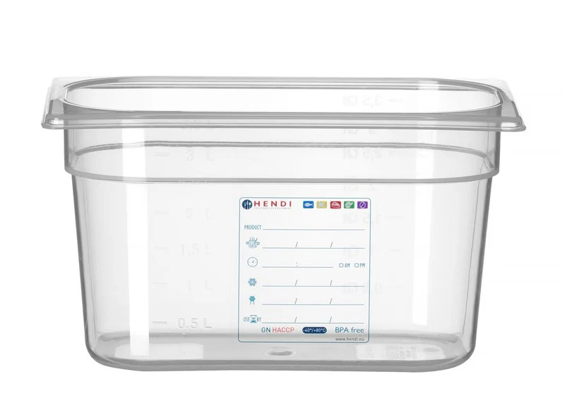 HENDI Gastronorm-Behälter 1 / 4 – GN 1 / 4 – 3,5 l – Transparent – 265 × 162 × 150 mm