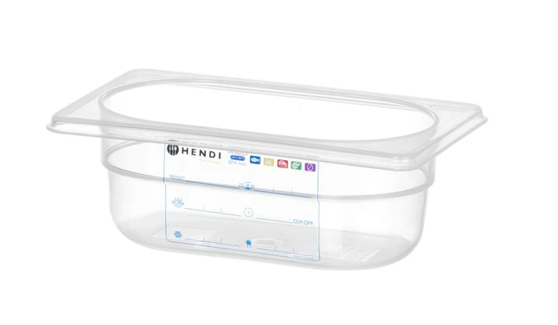 HENDI Gastronorm-Behälter 1 / 9 – GN 1 / 9 – 0,6 l – Transparent – 176 × 108 × 65 mm