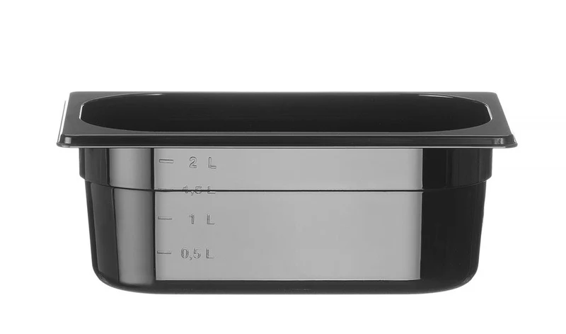 HENDI Gastronorm-Behälter 1 / 4 – Profi Line – GN 1 / 4 – 2,8 l – Schwarz – 265 × 162 × 100 mm