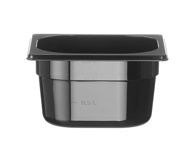 HENDI Gastronorm-Behälter 1 / 6 – Profi Line – GN 1 / 6 – 1,6 l – Schwarz – 176 × 162 × 100 mm